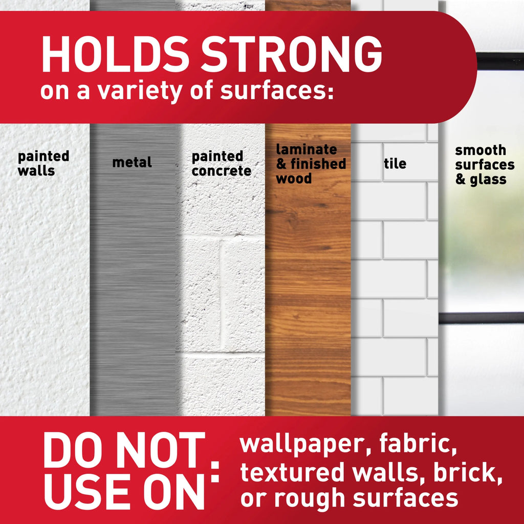 Narrow Picture Hangers, Holds 10 Lb, White, 4 Pairs Adhesive Strips
