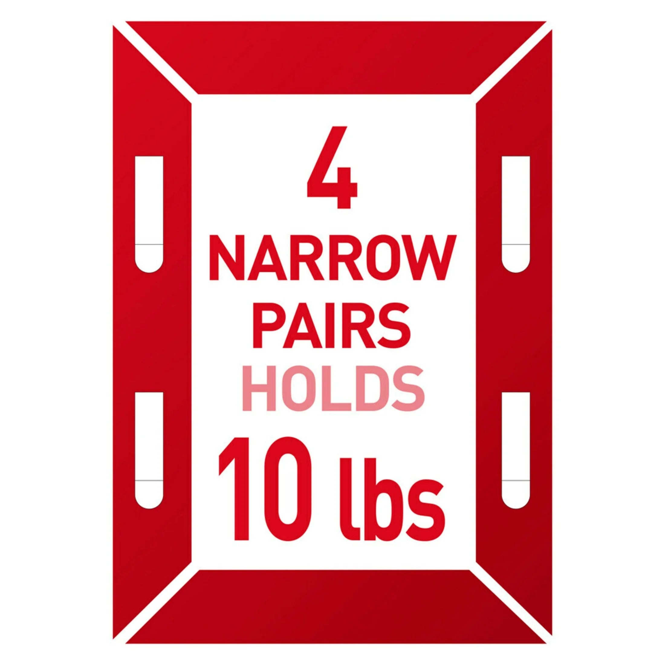Narrow Picture Hangers, Holds 10 Lb, White, 4 Pairs Adhesive Strips