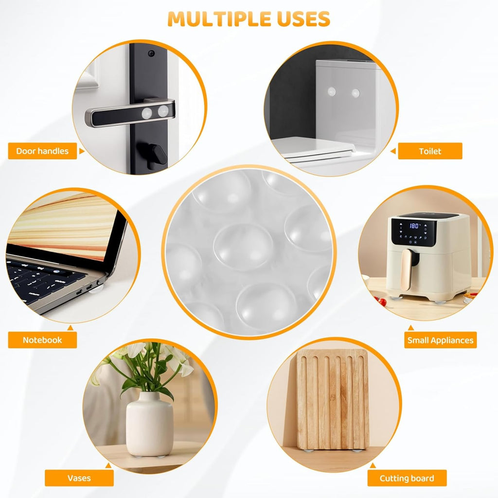 Cabinet Door Bumper, Cabinet Bumpers Clear Rubber Stoppers 120PCS 3/8 Inch | Cabinet Stoppers, Cupboard Drawer Picture Frame Bumpers, Sound Dampening, Clear and Black