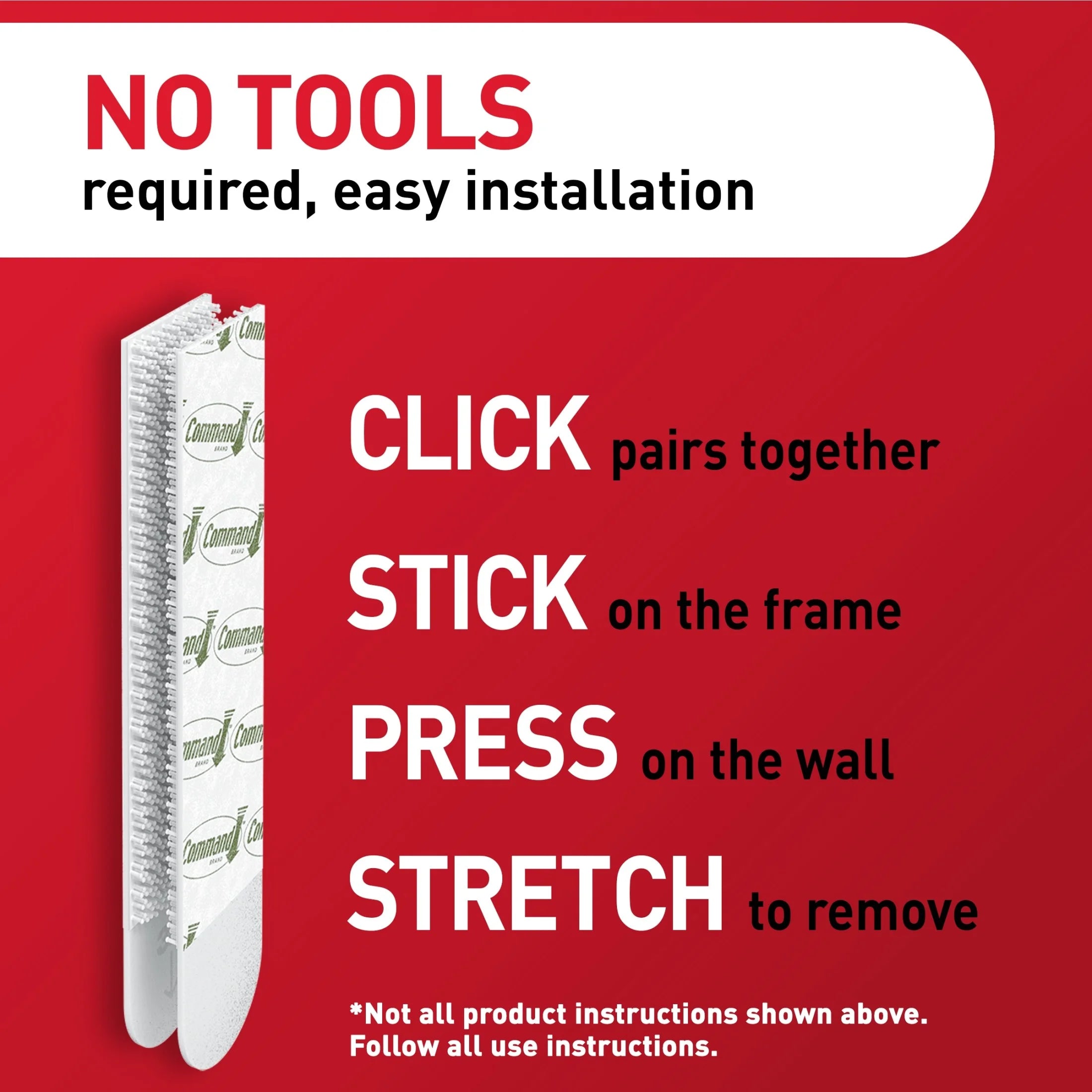 Narrow Picture Hangers, Holds 10 Lb, White, 4 Pairs Adhesive Strips